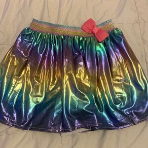 Rainbow Metallic Skort with Pink Bow